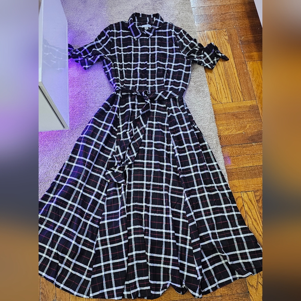 Calvin Klein Plaid Women's Shirt Dress Medium, 100% Rayon, Used only once